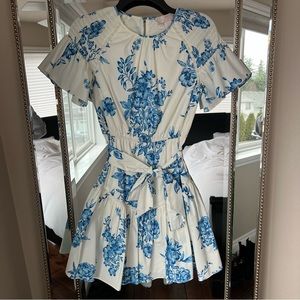 Rachel Parcell Ruffle Front Tie Stretch Cotton Dress